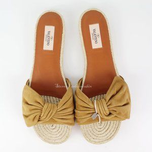 NEW VALENTINO GARAVANI Suede Bow Espadrille Slide Sandal
